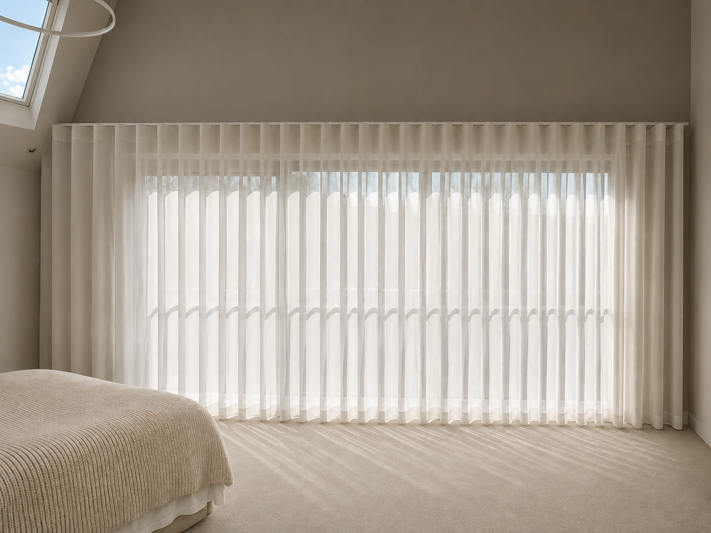 Bright window with bespoke curtains made and fitted by Soft Options