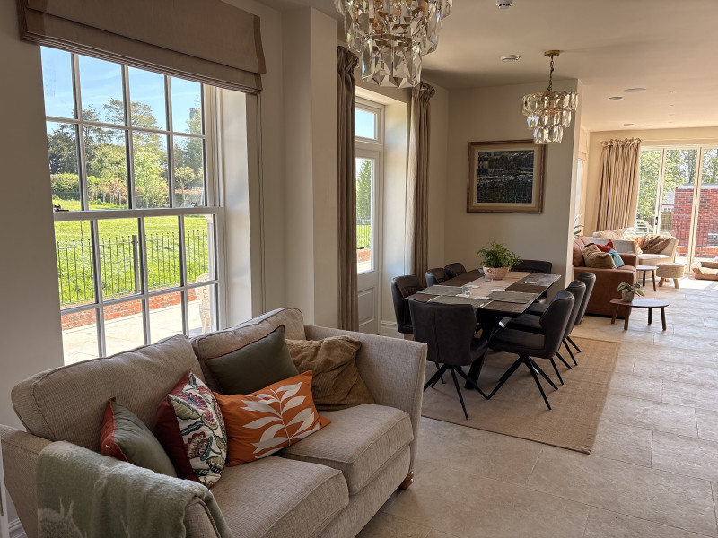 Light and airy room, Romo Linara fabrics used throughout.