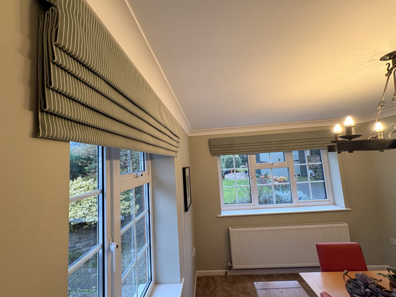Waterfall Roman blinds in Ian Mankin fabric