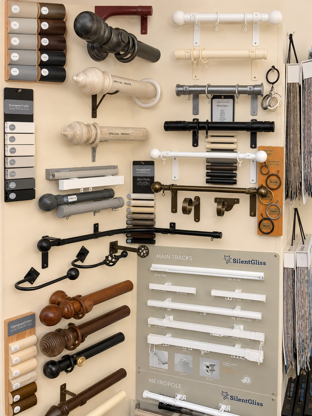 Curtain and blind samples available in the Soft Options showroom
